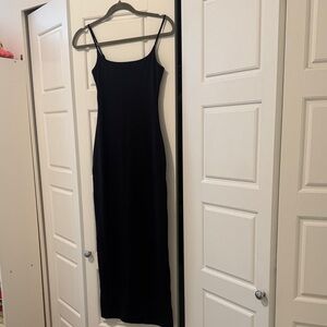 Aritzia Black Maxi Slip Dress with Thin Straps
